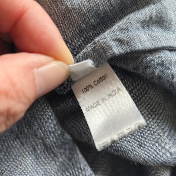 Banjanan Denim Chambray Tunic Mini Dress Size XS Long Sleeve Boho Cottage - Picture 6 of 9